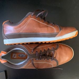 Mens footjoy golf soft cleats - brown and orange size 11.5 US